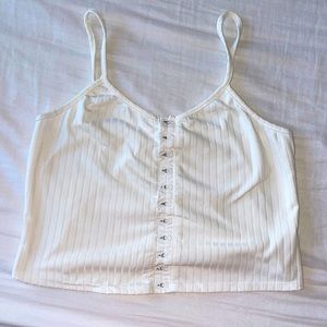 White “corset-y” tank top